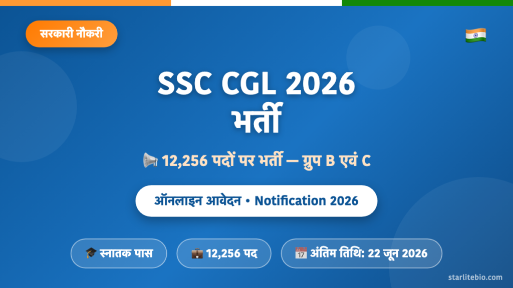SSC CGL 2026 भर्ती – 12,256 पदों पर ऑनलाइन आवेदन, पात्रता एवं चयन प्रक्रिया