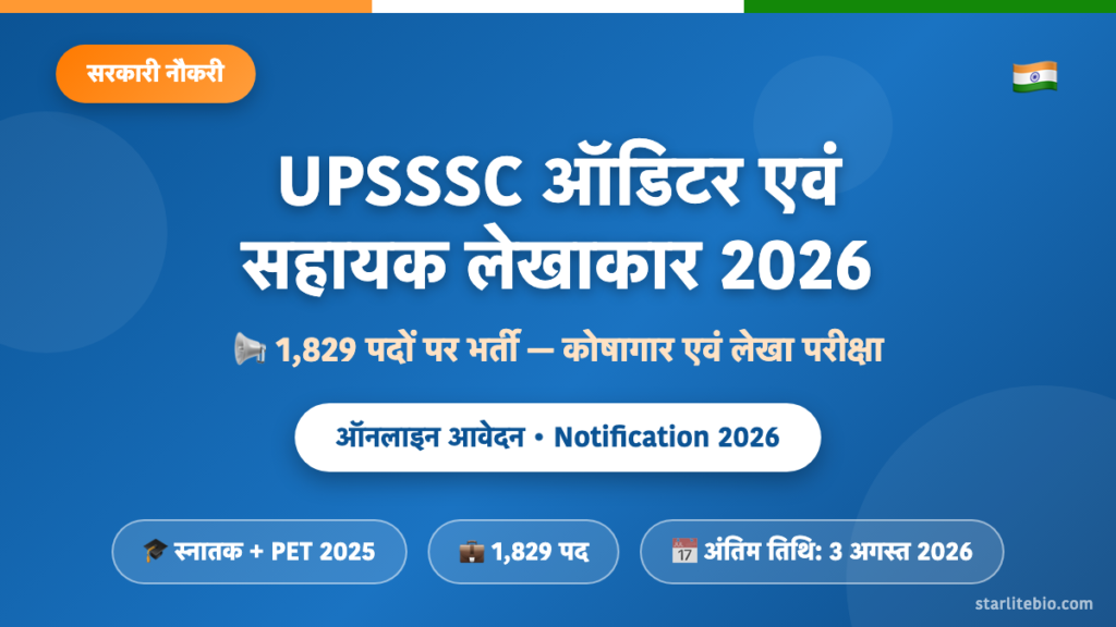 UPSSSC ऑडिटर एवं सहायक लेखाकार भर्ती 2026 – 1,829 पदों पर आवेदन